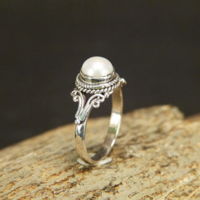 Silberring mit Süßwasserperle Größe 57 (Ø ca. 18,2 mm)