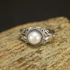 Silberring mit Süßwasserperle Größe 57 (Ø ca. 18,2 mm)