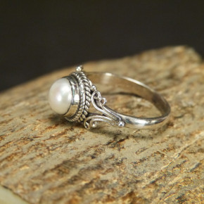 Silberring mit Süßwasserperle Größe 57 (Ø ca. 18,2 mm)