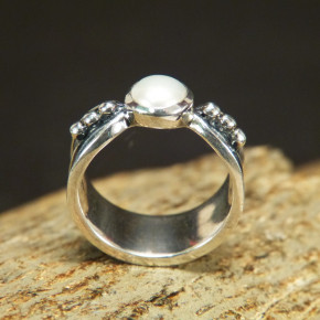 Silberring geschwärzt mit Süßwasserperle Größe 60 (Ø ca. 19,1 mm)