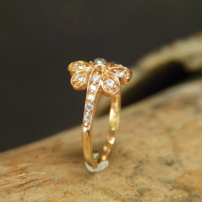 Silberring mit Weißtopas vergoldet Größe 58 (Ø ca. 18,5 mm)