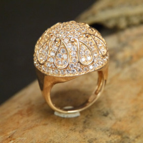 Silberring vergoldet mit Zirkonia Größe 53 (Ø ca. 16,9 mm)