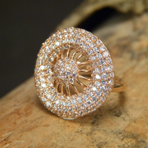 edler Silberring vergoldet mit Zirkonia Weite 17,2mm