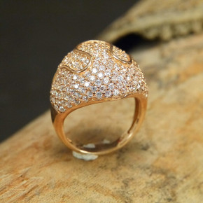 auffälliger Silberring vergoldet mit Zirkonia Größe 58 (Ø ca. 18,5 mm)