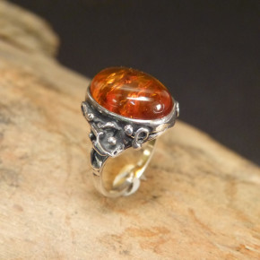 Silberring mit Bernstein Größe 54 (Ø ca. 17,2 mm)