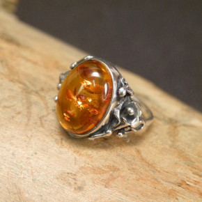 Silberring mit Bernstein Größe 54 (Ø ca. 17,2 mm)