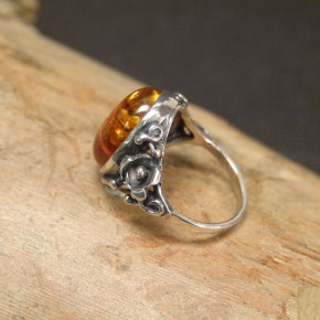 Silberring mit Bernstein Größe 51 (Ø ca. 16,3 mm)