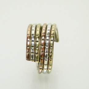 Silberring 3-farbig vergoldet Größe 61 (Ø ca. 19,4 mm)