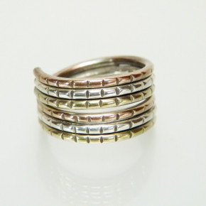 Silberring 3-farbig vergoldet Größe 60 (Ø ca. 19,1 mm)