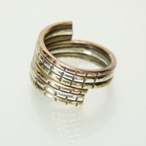 Silberring 3-farbig vergoldet Größe 61 (Ø ca. 19,4 mm)