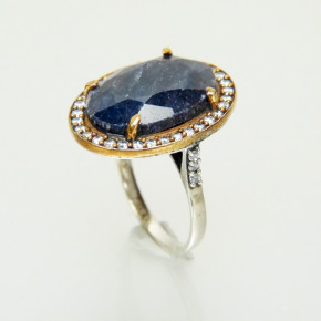 Silberring mit Saphir und Weißtopasen Größe 54 (Ø ca. 17,2 mm)