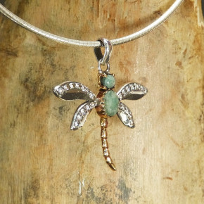 Silberanhänger Libelle mit Chrysopras
