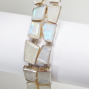 Silberarmband mit Mondstein ca. 18,5 bis 21 cm