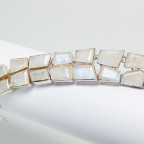 Silberarmband mit Mondstein ca. 18,5 bis 21 cm