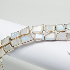Silberarmband mit Mondstein ca. 18,5 bis 21 cm