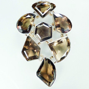 großer Silberanhänger mit Rauchtopas