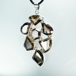 großer Silberanhänger mit Rauchtopas