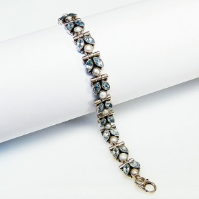Silberarmband mit Blautopas und Zuchtperlen