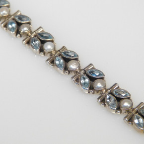 Silberarmband mit Blautopas und Zuchtperlen