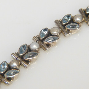 Silberarmband mit Blautopas und Zuchtperlen