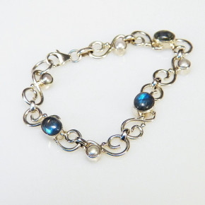 Silberarmband mit Labradorith und Zuchtperlen
