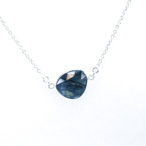 lange Silberkette 100 cm mit Labradorit