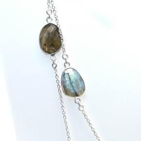 lange Silberkette 100 cm mit Labradorit