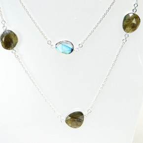 lange Silberkette 100 cm mit Labradorit