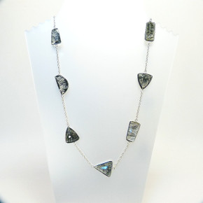 lange Silberkette 90 cm mit Rutilquarz