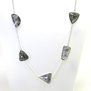 lange Silberkette 90 cm mit Rutilquarz