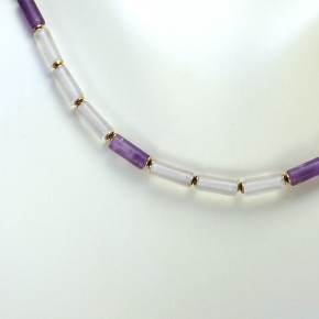 Stäbchenkette aus Bergkristall und Amethyst
