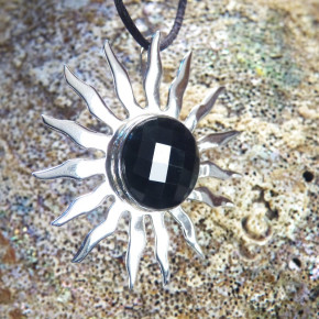 Silberanhänger "Sonne" mit Onix