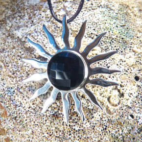 Silberanhänger "Sonne" mit Onix