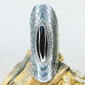 extra langer Silberring mit Onix W 19,5