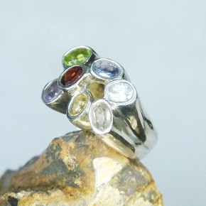 Silberring Zirkonia multicolor W 19