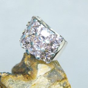 Silberring mit pink Zirkonia W 16,5