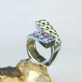 Silberring mir farbigen Zirkonia W 16,5