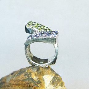 Silberring mir farbigen Zirkonia W 16,5