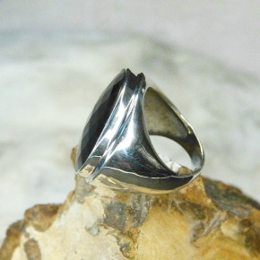 auffälliger Silberring mit Onix W19