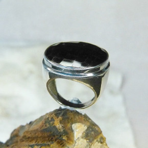 auffälliger Silberring mit Onix W19