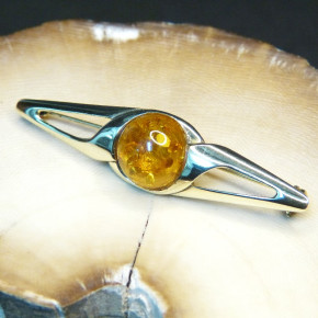 Goldbrosche 333/- mit Bernstein