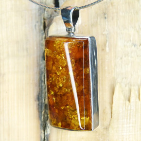 toller Bernsteinanhänger in Silber 925/-