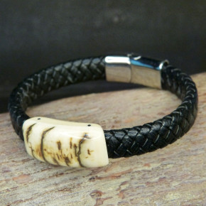 Flechtlederarmband mit toller Mammutrinde