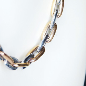 Collier/Kette Edelstahl bicolor 47cm