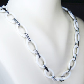 Collier/Kette Edelstahl mit Keramik 45cm