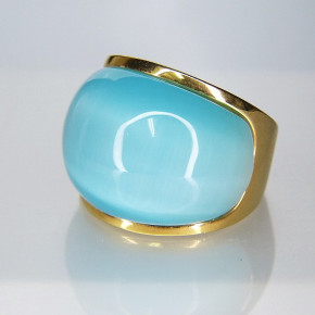 Edelstahlring vergoldet "türkis" Größe 60 (Ø ca. 19,1 mm)