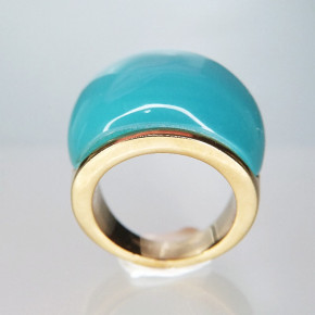 Edelstahlring vergoldet "türkis" Größe 60 (Ø ca. 19,1 mm)
