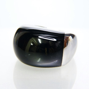 schwerer Edelstahlring mit Glaseinlage W 17,2