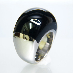 schwerer Edelstahlring mit Glaseinlage W 17,2