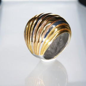 auffälliger Edelstahlring Bicolor Größe 60 (Ø ca. 19,1 mm)